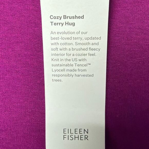 Eileen Fisher Womens Sweater Cozy Brushed Terry Fuchsia Size XL Quiet Luxury NWT - Picture 8 of 9